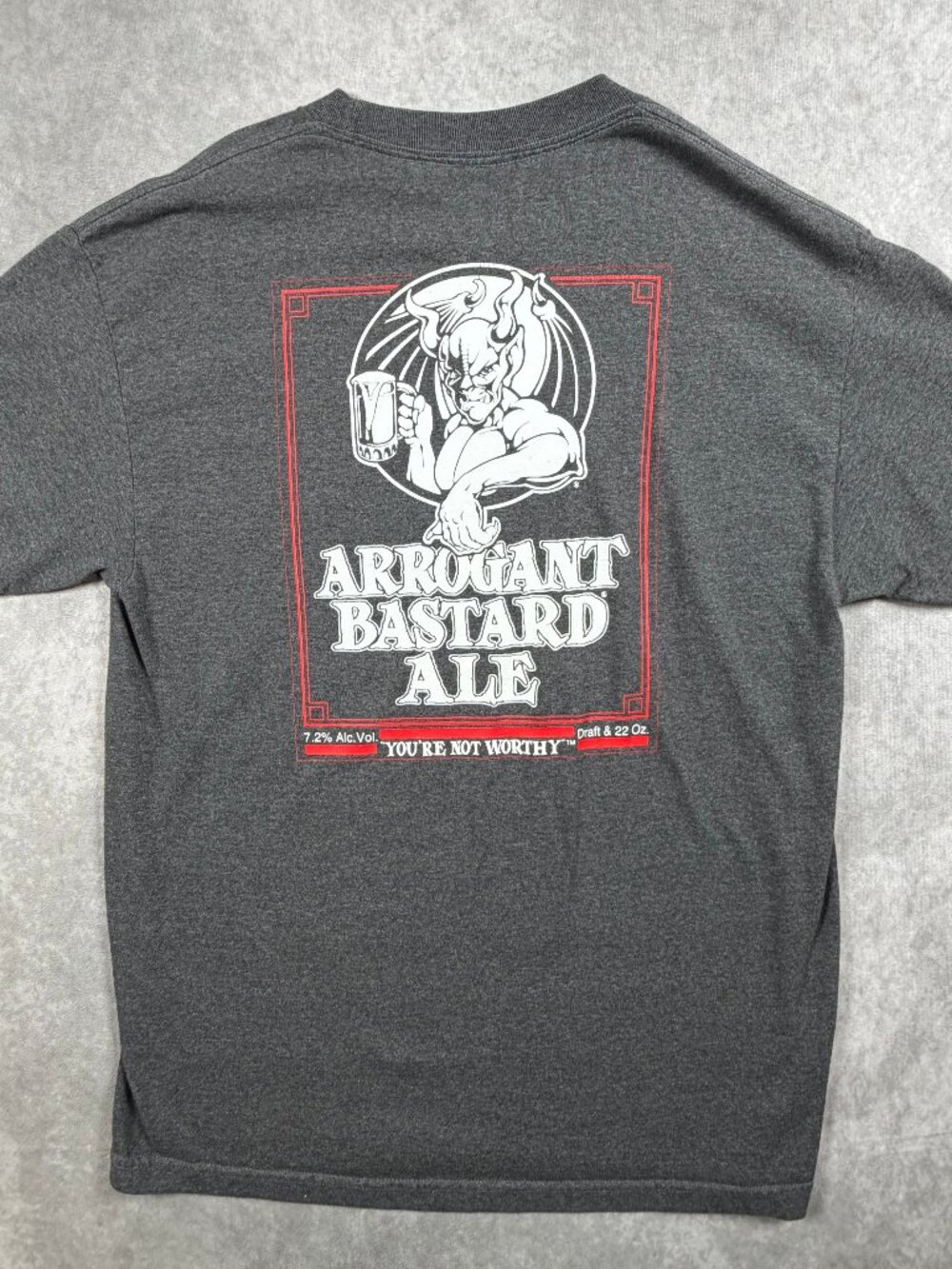 Stone Brewing Co Arrogant Bastard Ale Mens T Shirt Gray Graphic Large